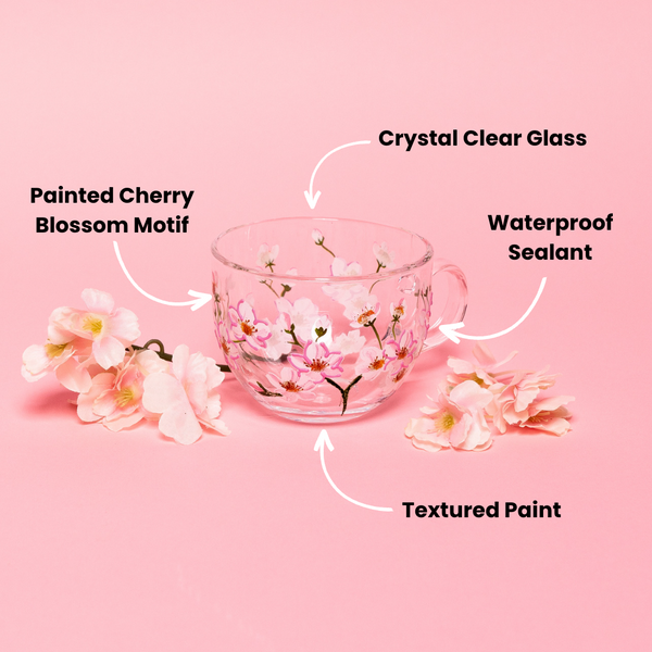 Painted Cherry Blossom Mugs Jersey Art Glass
