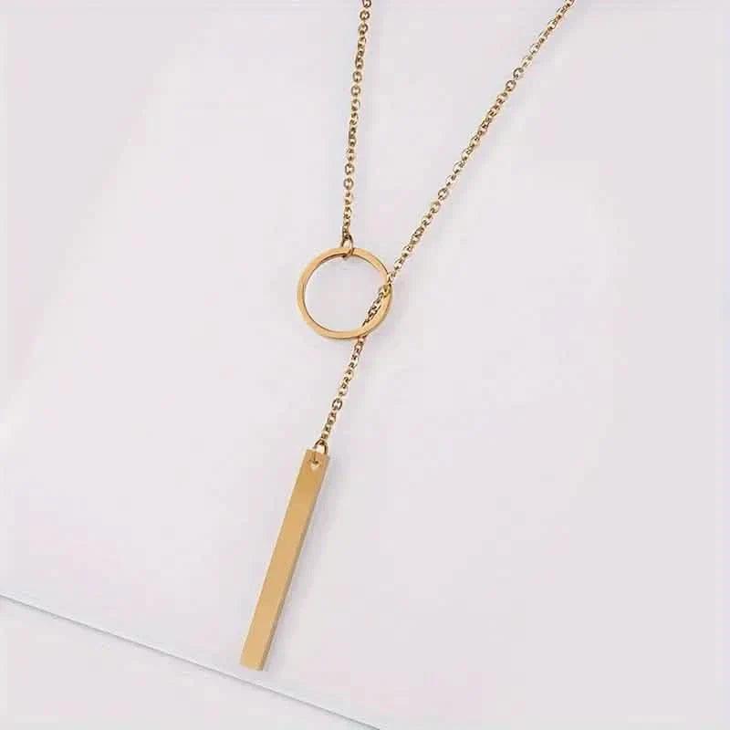 Chic Ethnic-Inspired Alloy Circle & Rod Pendant Necklace