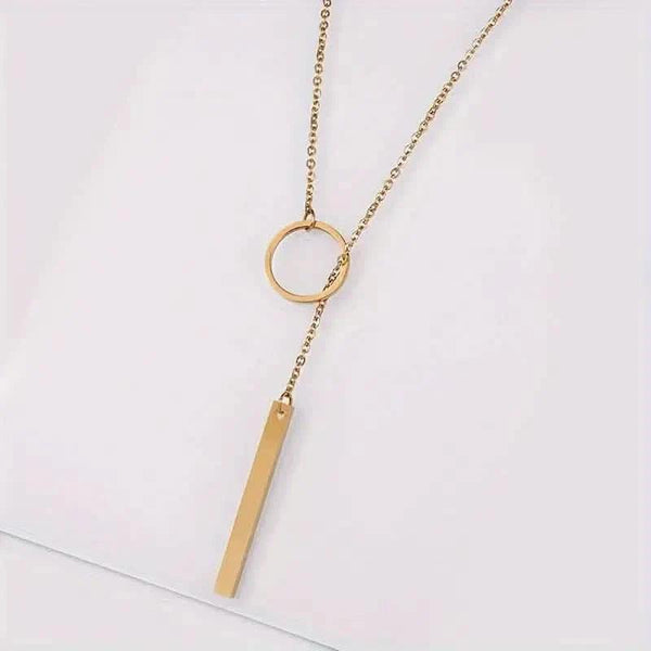 Chic Ethnic-Inspired Alloy Circle & Rod Pendant Necklace