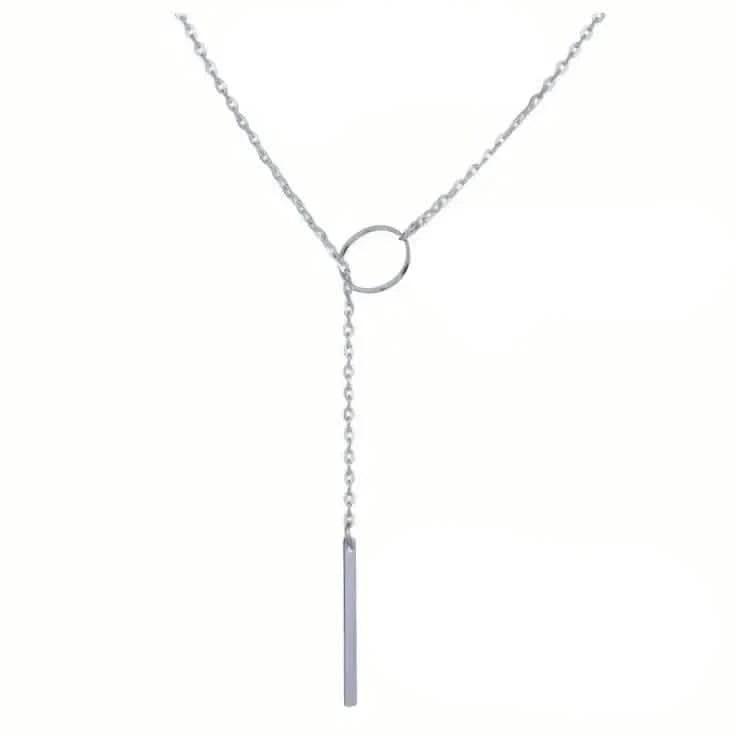 Chic Ethnic-Inspired Alloy Circle & Rod Pendant Necklace