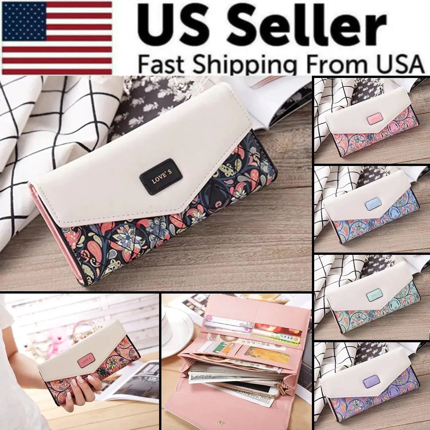 Chic Women's Leather Clutch Wallet & Card Holder