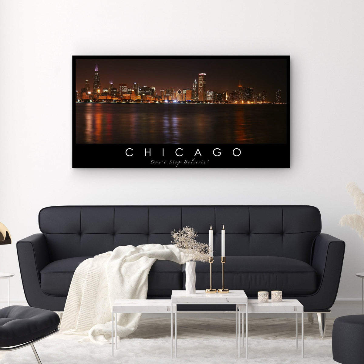Chicago Skyline Canvas Art - Baseball 2