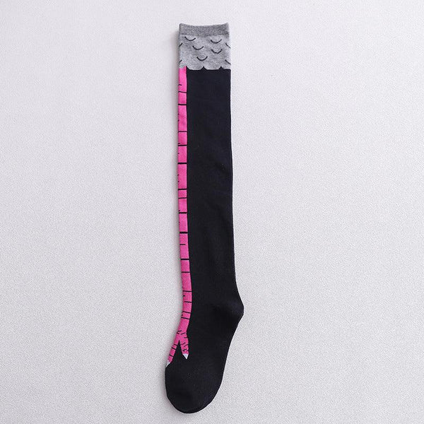 Chicken Claw Socks Women's Over Knee Socks Ostrich Pattern Knee Legs Chicken Feet Long Tube