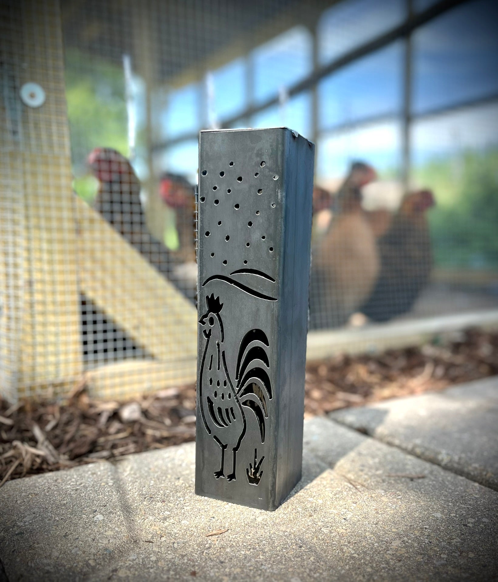 Chicken Coop Trio Rustic Pillar w/ Solar Cap | 10-inch, 12-inch, 12-inch