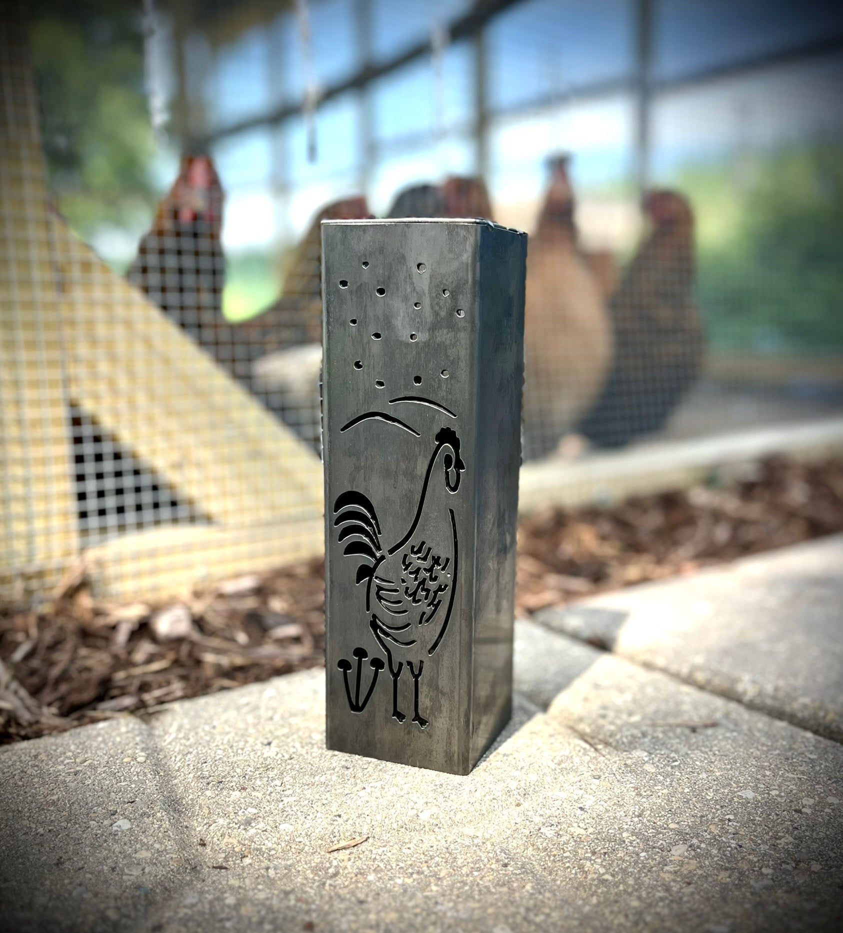 Chicken Coop Trio Rustic Pillar w/ Solar Cap | 10-inch, 12-inch, 12-inch