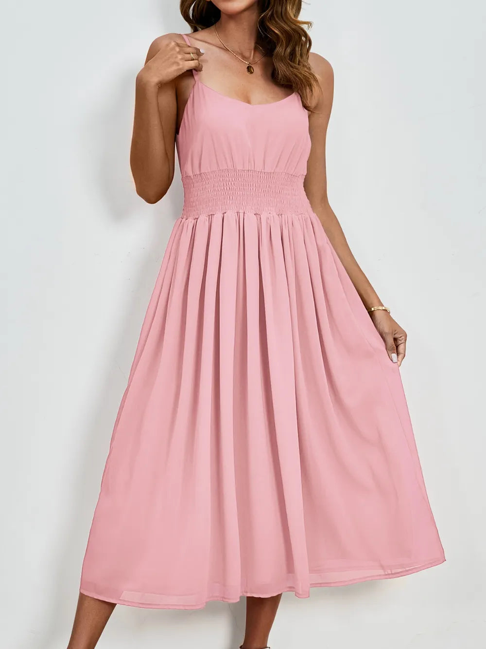 Chiffon dress V-neck strapless long dress for wedding guests
