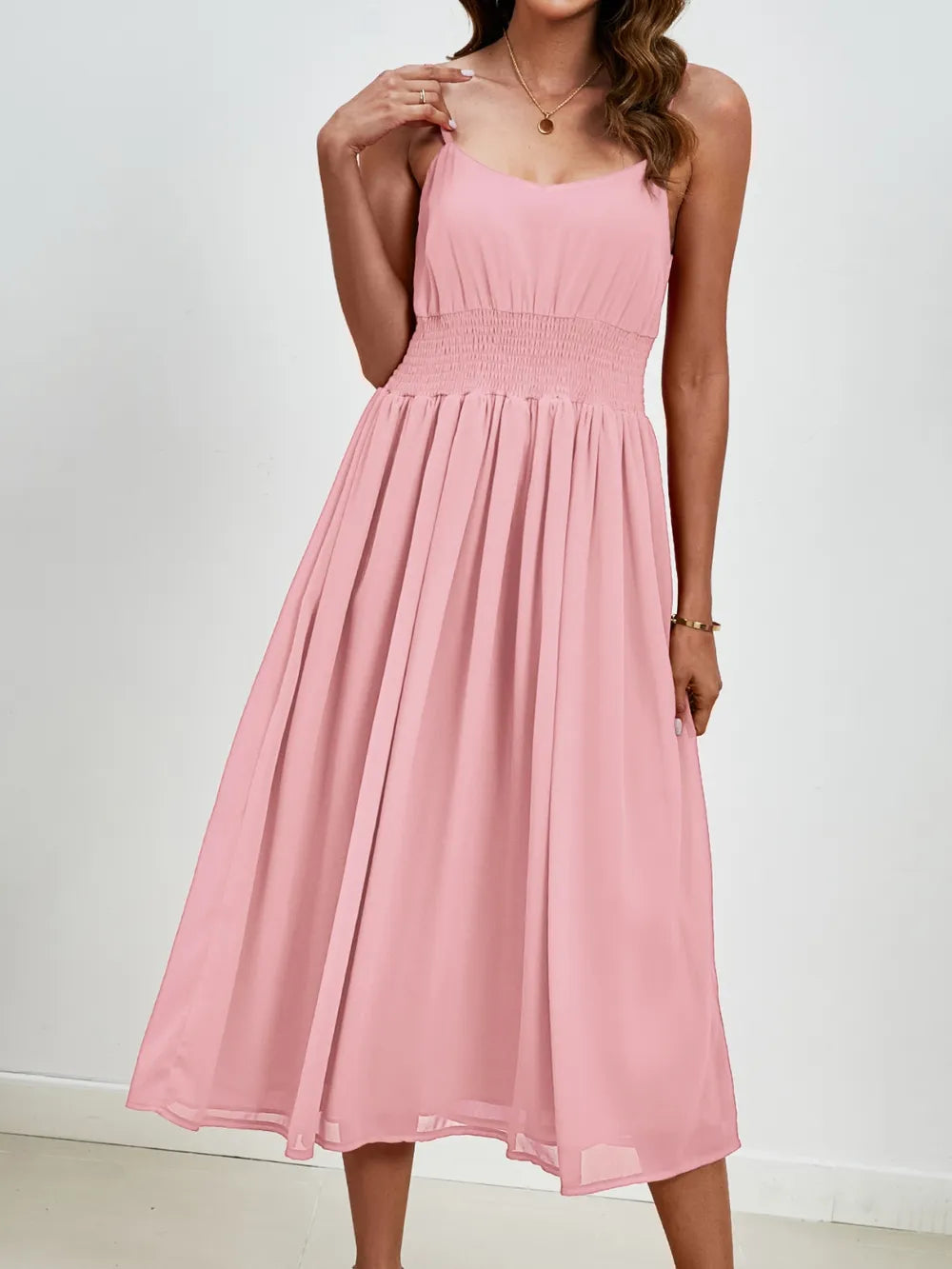 Chiffon dress V-neck strapless long dress for wedding guests