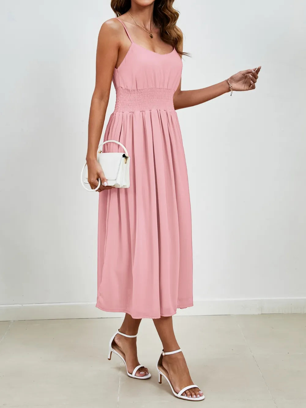 Chiffon dress V-neck strapless long dress for wedding guests