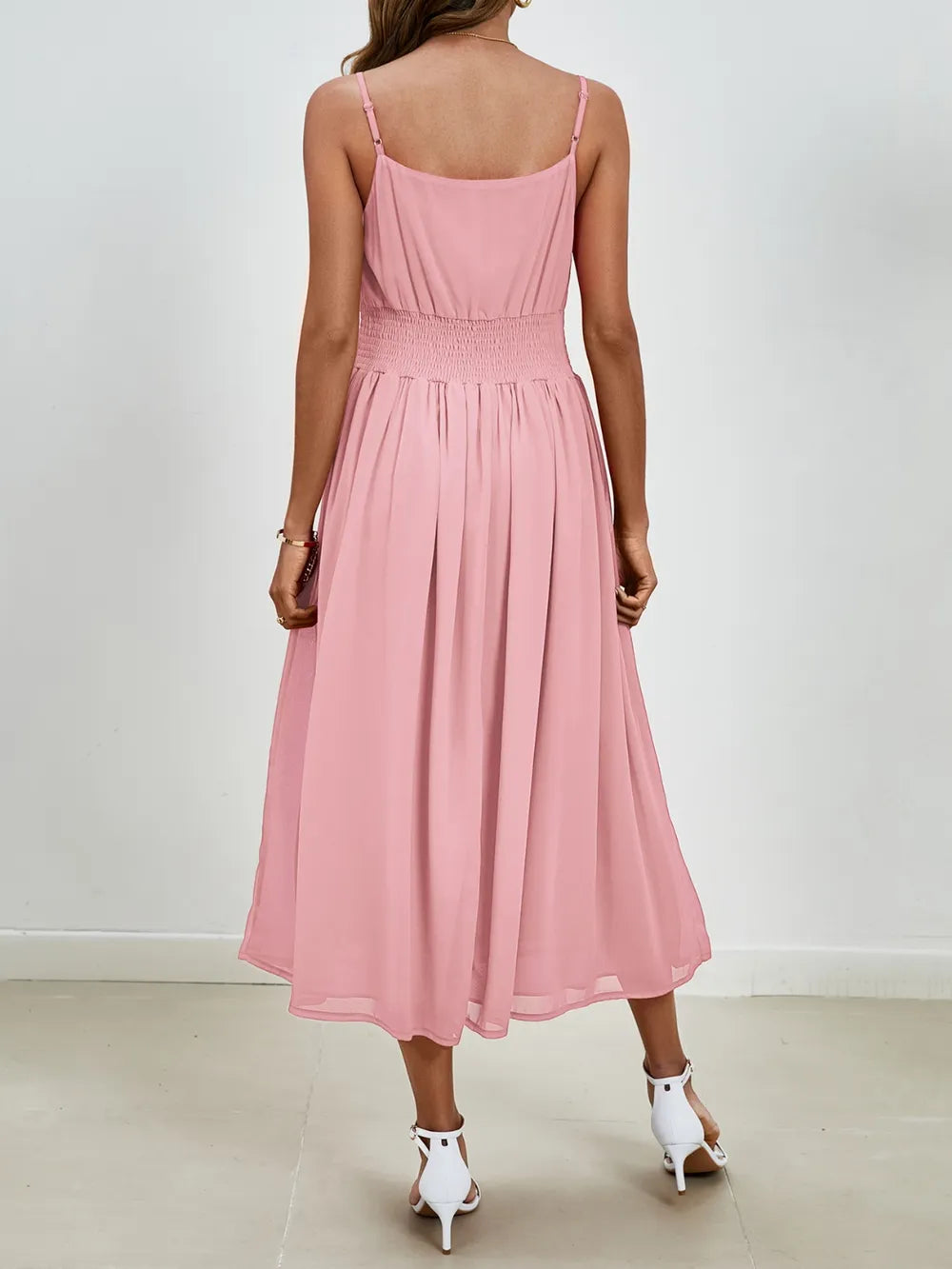 Chiffon dress V-neck strapless long dress for wedding guests