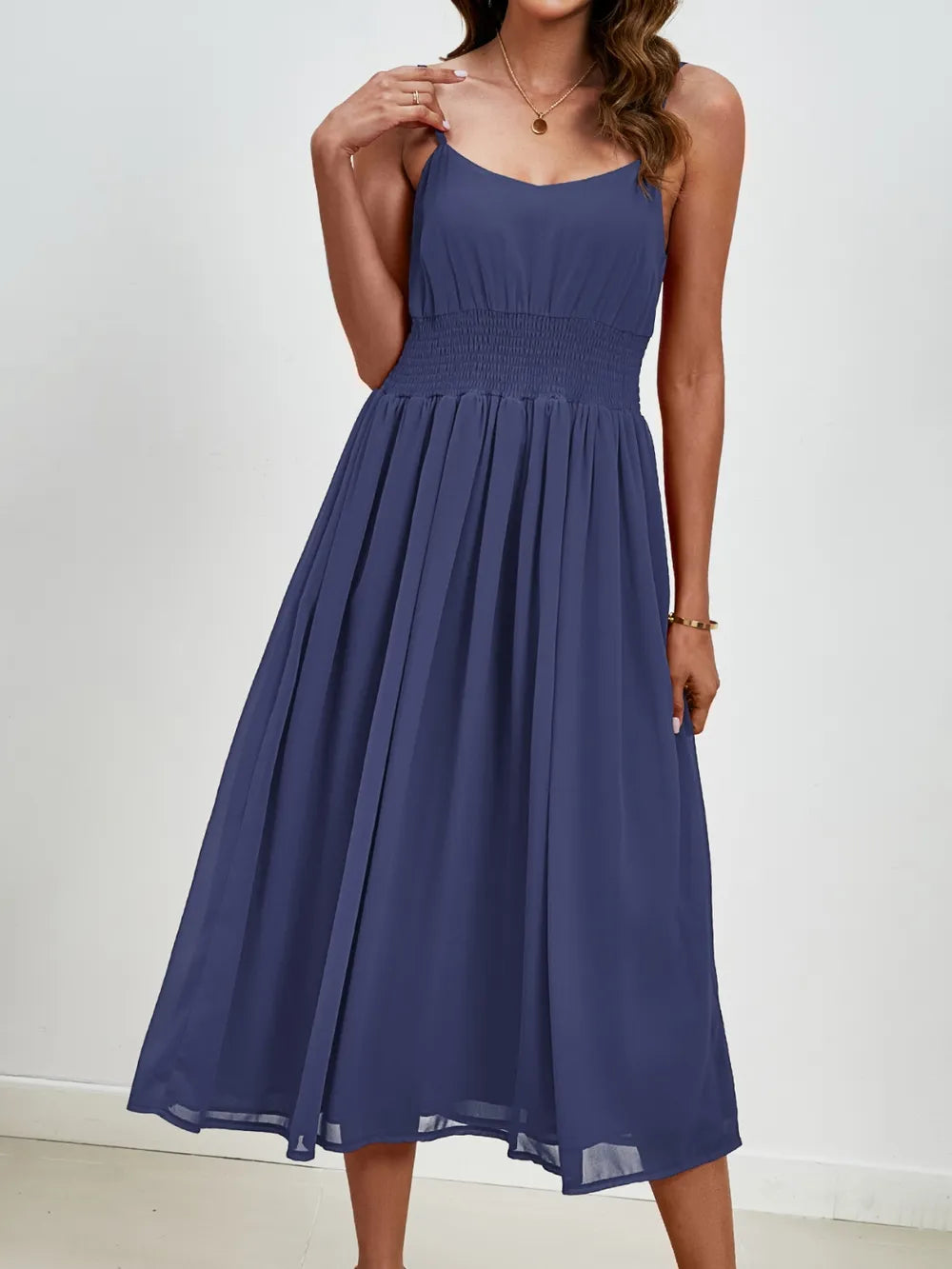 Chiffon dress V-neck strapless long dress for wedding guests