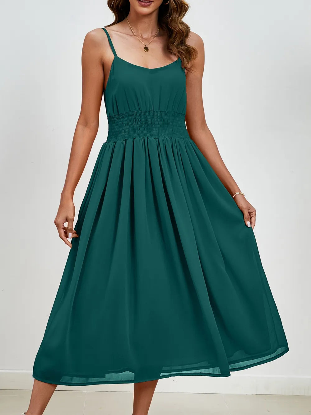 Chiffon dress V-neck strapless long dress for wedding guests
