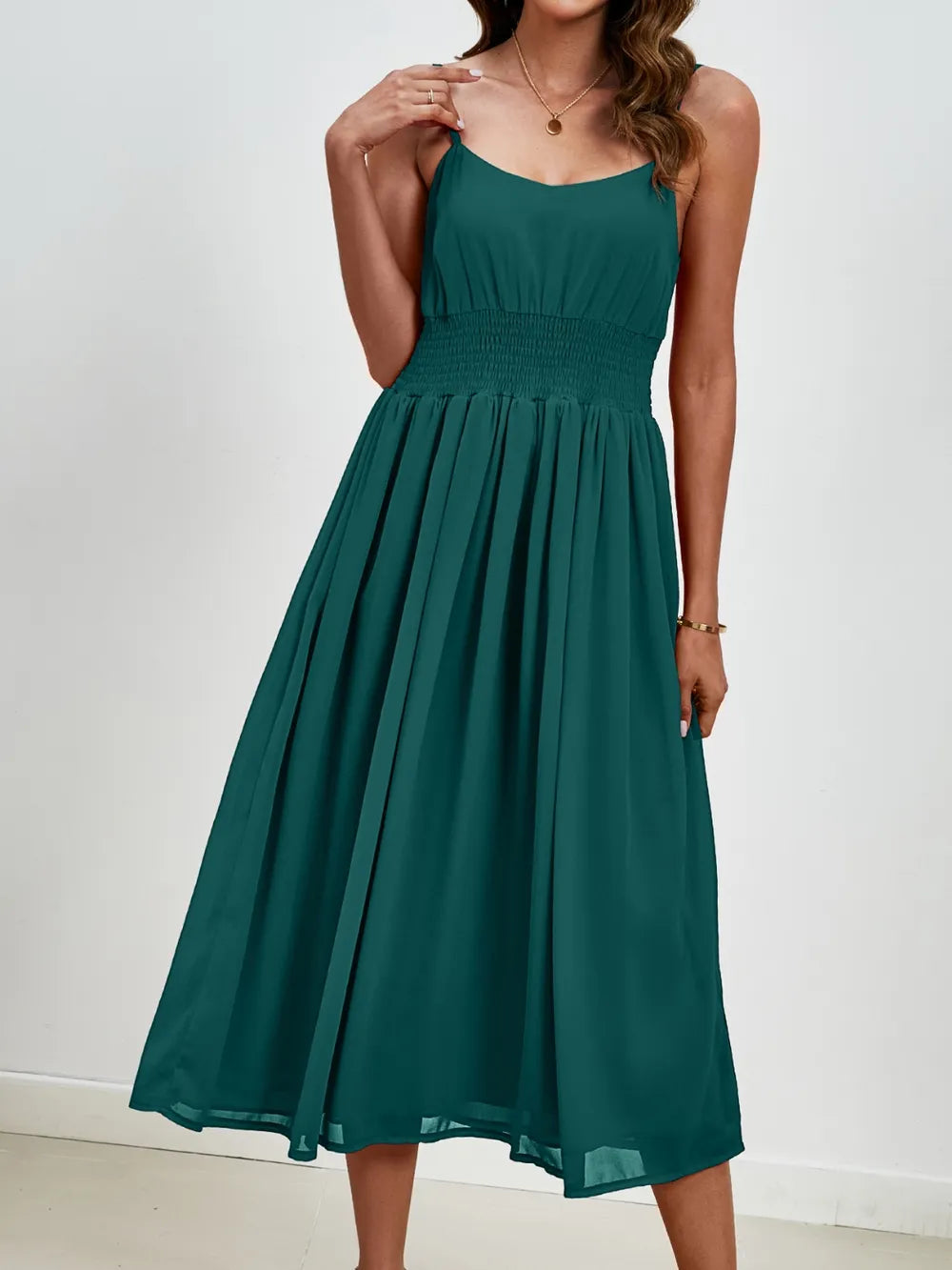 Chiffon dress V-neck strapless long dress for wedding guests