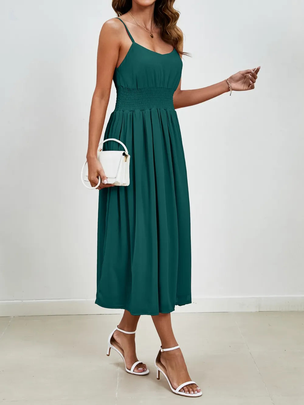 Chiffon dress V-neck strapless long dress for wedding guests