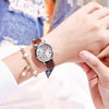 Children Quartz Watch Fashion Student Watch Analog Watch Leather Strap Quartz Watch Children Set Bracelet Watch Leather Band Luxury Quartz Watches Elegant Design For Womens - Brown set