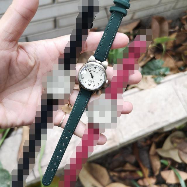 Children Retro Case Design Cute Cat Kids Watch Quartz Analog Children Watches Minimalist Dress Fashion Quartz Luxury Round Leather Strap Slim Women Watches