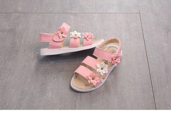Children's Shoes Summer Style Sandals Girls Princess Beautiful Flower Shoes Kids Flat Sandals Baby Girl Girls Strappy Sandals With Flowers Open-Toe Dress Sandals Beautiful Outdoor Party Sandals