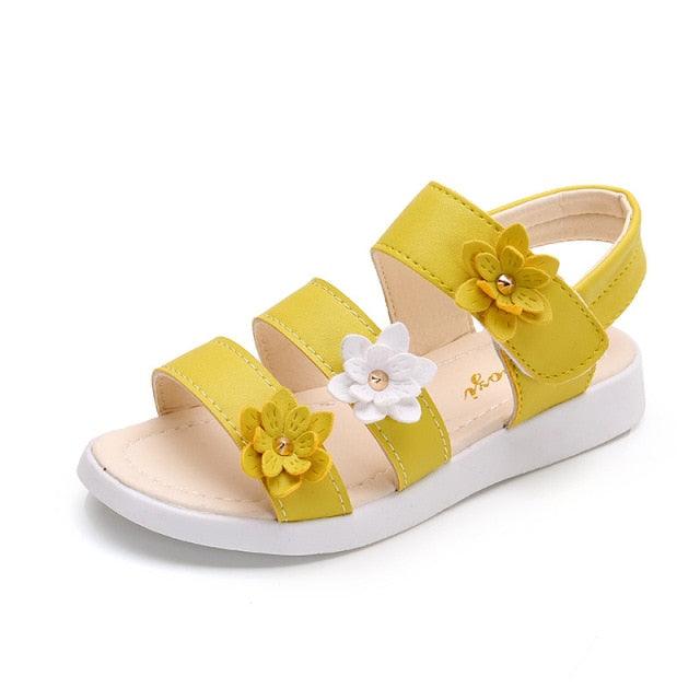 Children's Shoes Summer Style Sandals Girls Princess Beautiful Flower Shoes Kids Flat Sandals Baby Girl Girls Strappy Sandals With Flowers Open-Toe Dress Sandals Beautiful Outdoor Party Sandals