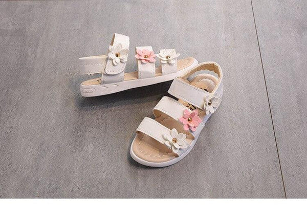 Children's Shoes Summer Style Sandals Girls Princess Beautiful Flower Shoes Kids Flat Sandals Baby Girl Girls Strappy Sandals With Flowers Open-Toe Dress Sandals Beautiful Outdoor Party Sandals