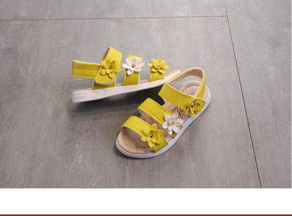 Children's Shoes Summer Style Sandals Girls Princess Beautiful Flower Shoes Kids Flat Sandals Baby Girl Girls Strappy Sandals With Flowers Open-Toe Dress Sandals Beautiful Outdoor Party Sandals