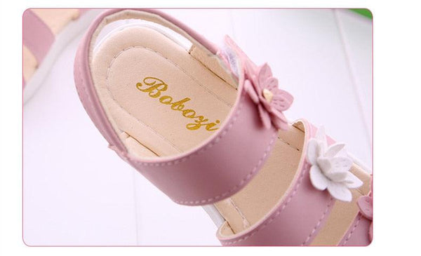 Children's Shoes Summer Style Sandals Girls Princess Beautiful Flower Shoes Kids Flat Sandals Baby Girl Girls Strappy Sandals With Flowers Open-Toe Dress Sandals Beautiful Outdoor Party Sandals