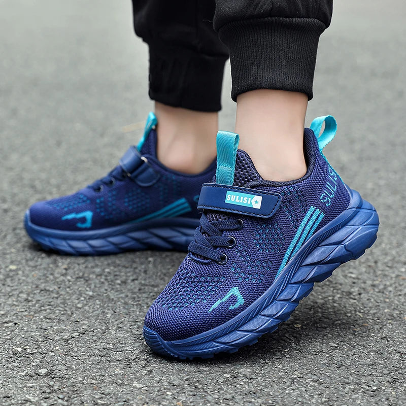 Children's sports shoes seasonal flying woven men's shoes breathable men's and women's casual running shoes for children