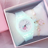 Children Silicone Strap Watches Electronic Colorful Light Source Child Watch Girls Birthday Party Gift Transparent Watchband New Fashion Small Fresh And Simple Girls Electronic Quartz Watch