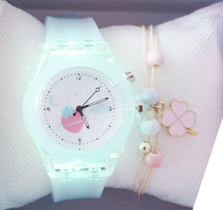 Children Silicone Strap Watches Electronic Colorful Light Source Child Watch Girls Birthday Party Gift Transparent Watchband New Fashion Small Fresh And Simple Girls Electronic Quartz Watch