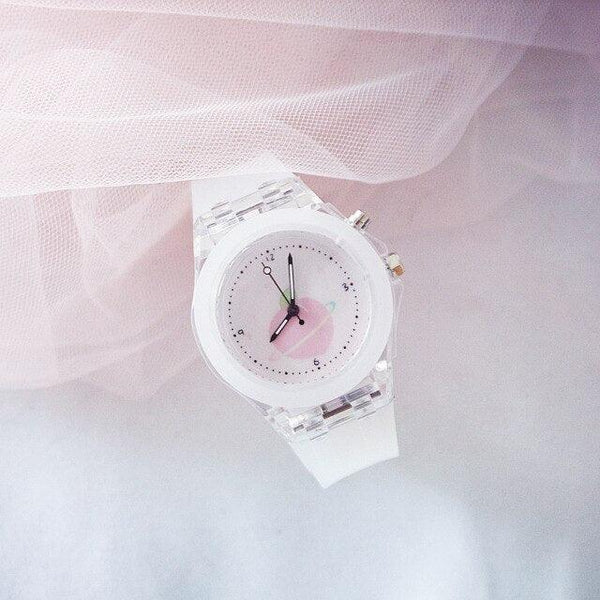 Children Silicone Strap Watches Electronic Colorful Light Source Child Watch Girls Birthday Party Gift Transparent Watchband New Fashion Small Fresh And Simple Girls Electronic Quartz Watch