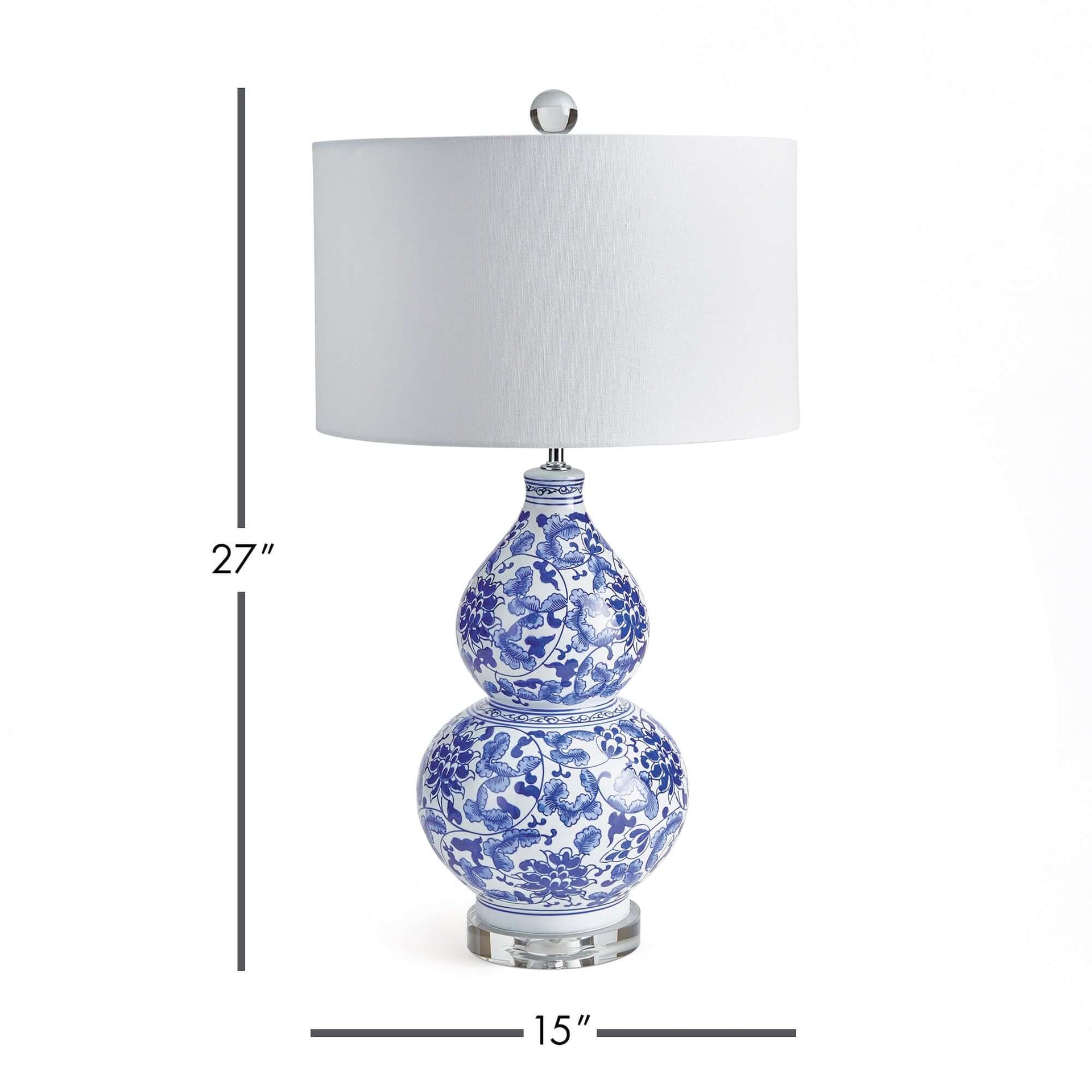 Chinoiserie Double Gourd Table Lamp with Floral Design