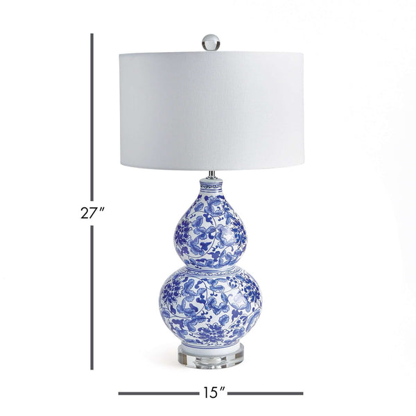 Chinoiserie Double Gourd Table Lamp with Floral Design