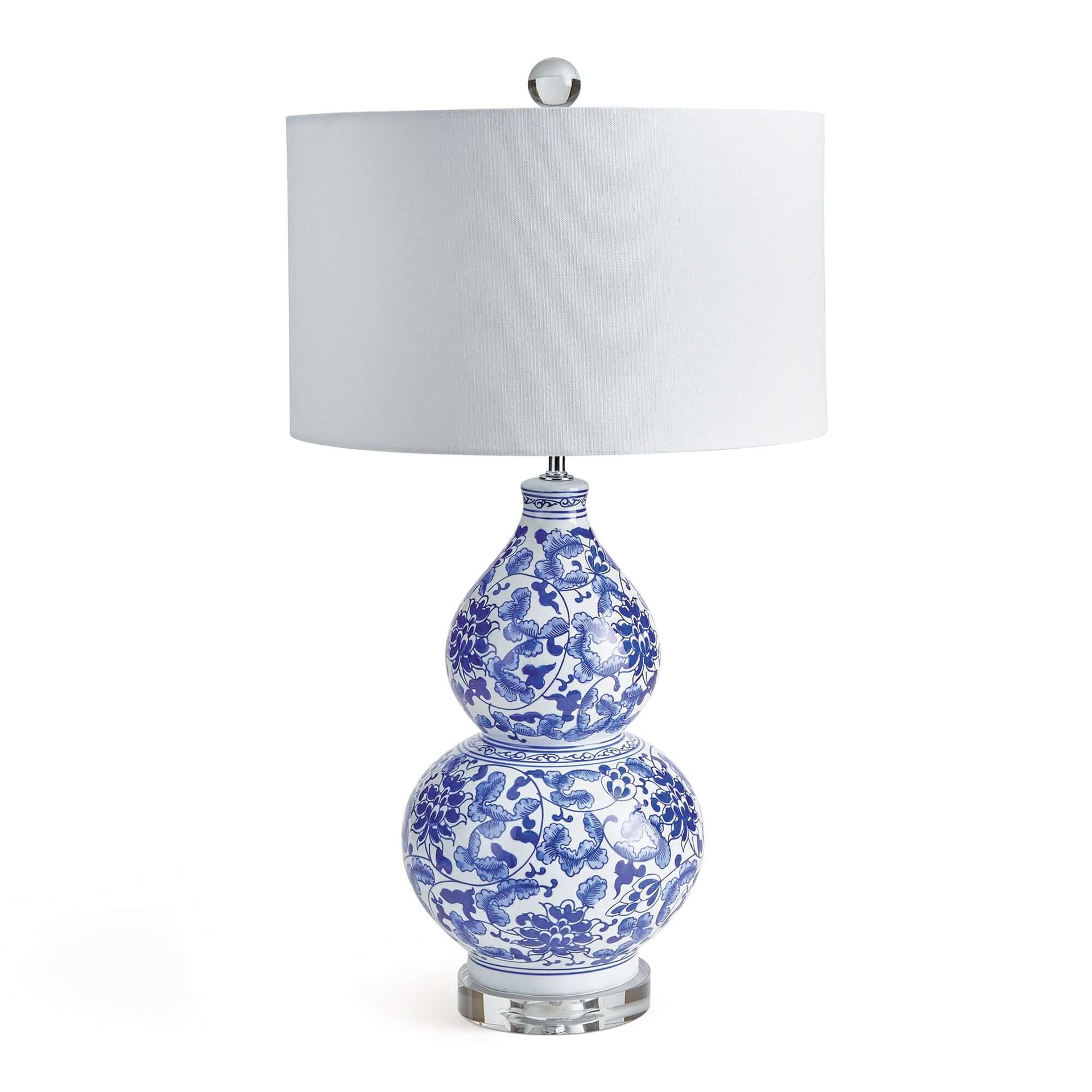 Chinoiserie Double Gourd Table Lamp with Floral Design