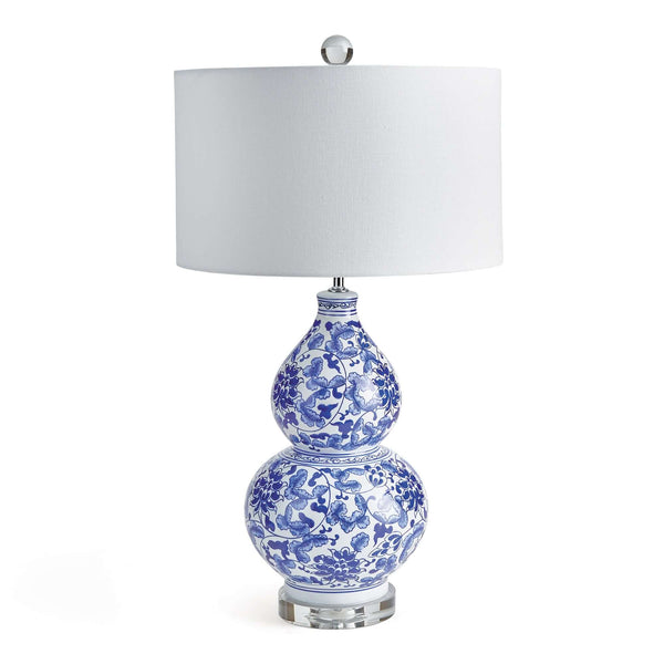 Chinoiserie Double Gourd Table Lamp with Floral Design