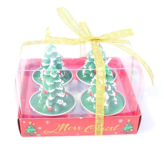 Christmas Candle Themed Festival Ornament Christmas Tea light Candles Handmade Delicate Santa Claus Snowman Pine Cones Christmas Tree Candles Christmas Home Decorations Decorative Cartoon Shaped Candle Home Decor