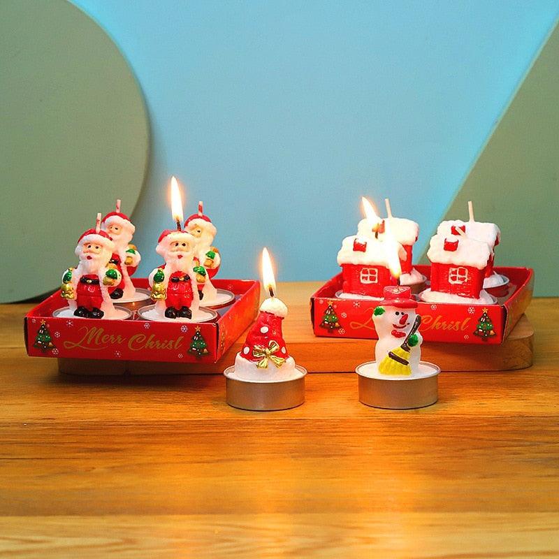 Christmas Candle Themed Festival Ornament Christmas Tea light Candles Handmade Delicate Santa Claus Snowman Pine Cones Christmas Tree Candles Christmas Home Decorations Decorative Cartoon Shaped Candle Home Decor