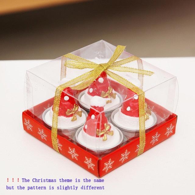 Christmas Candles Paraffin Home Desktop Decorations Tea light Candles Handmade Delicate Santa Snowman Acorn Tree Candles For Christmas Home Decoration Gifts Wedding Party Holiday Lights Christmas Ornaments