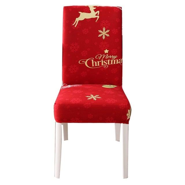 Christmas Chair Cover Stretch Seat Case Spandex Chair Covers Elastic for Kitchen Dining Room Chair Banquet Slipcovers Persons Chair Cover for Christmas Kitchen Decoration Restaurant Holiday Festival Party