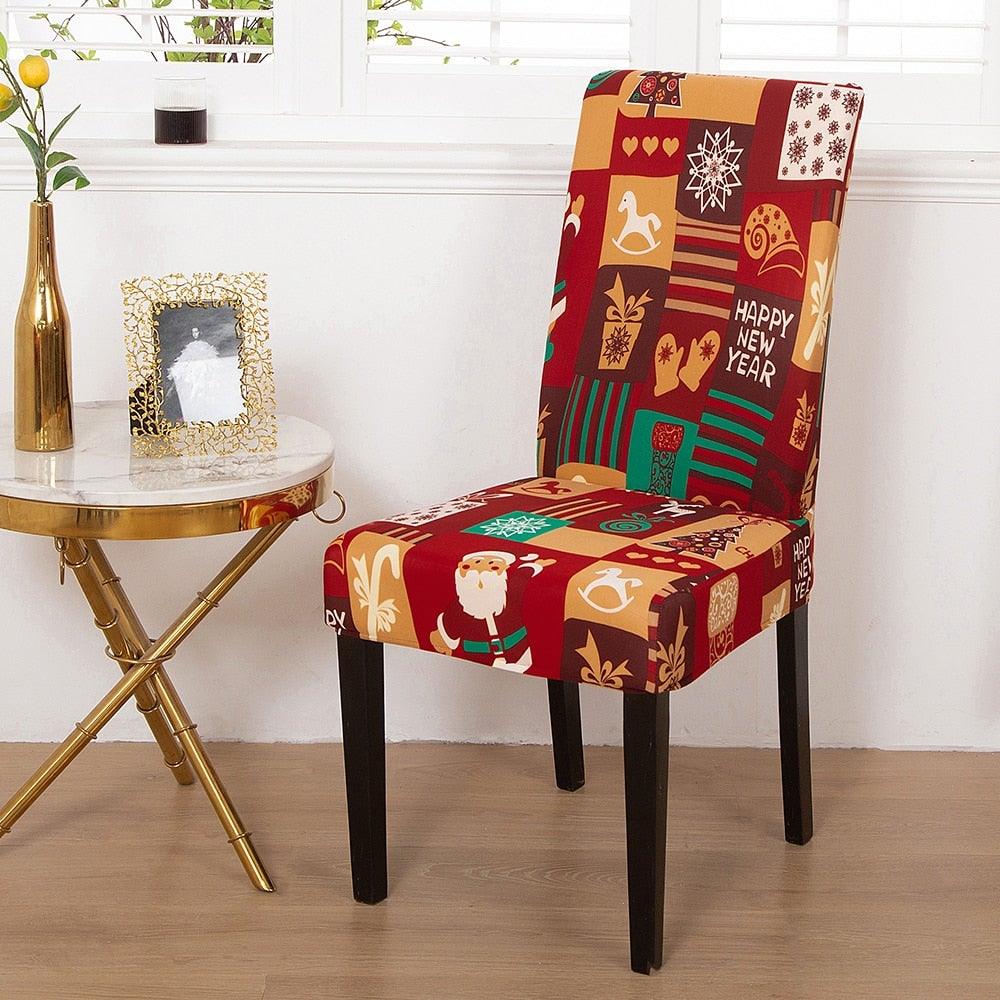 Christmas Chair Cover Stretch Seat Case Spandex Chair Covers Elastic for Kitchen Dining Room Chair Banquet Slipcovers Persons Chair Cover for Christmas Kitchen Decoration Restaurant Holiday Festival Party