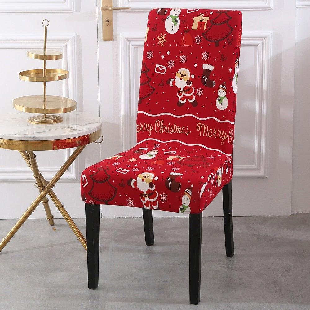 Christmas Chair Cover Stretch Seat Case Spandex Chair Covers Elastic for Kitchen Dining Room Chair Banquet Slipcovers Persons Chair Cover for Christmas Kitchen Decoration Restaurant Holiday Festival Party