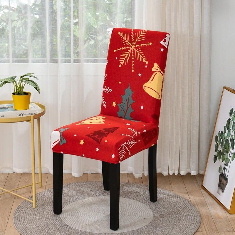 Christmas Chair Cover Stretch Seat Case Spandex Chair Covers Elastic for Kitchen Dining Room Chair Banquet Slipcovers Persons Chair Cover for Christmas Kitchen Decoration Restaurant Holiday Festival Party