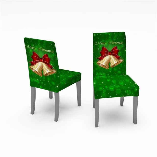 Christmas Chair Covers Santa Printed Elastic Stretch Dining Room Chair Slipcover Kitchen Seat Cover Spandex Home Decor chair Stretch Removable Washable Dining Room Chair Protector Slipcovers Christmas Decoration/Home Decor Dining Room Seat Cover