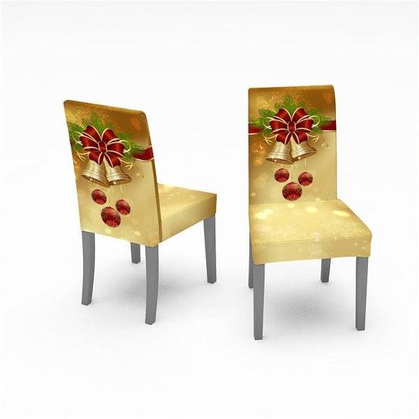 Christmas Chair Covers Santa Printed Elastic Stretch Dining Room Chair Slipcover Kitchen Seat Cover Spandex Home Decor chair Stretch Removable Washable Dining Room Chair Protector Slipcovers Christmas Decoration/Home Decor Dining Room Seat Cover