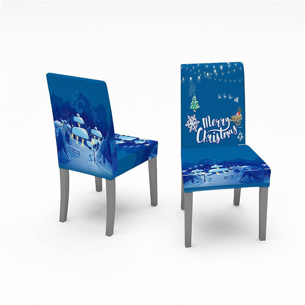 Christmas Chair Covers Santa Printed Elastic Stretch Dining Room Chair Slipcover Kitchen Seat Cover Spandex Home Decor chair Stretch Removable Washable Dining Room Chair Protector Slipcovers Christmas Decoration/Home Decor Dining Room Seat Cover