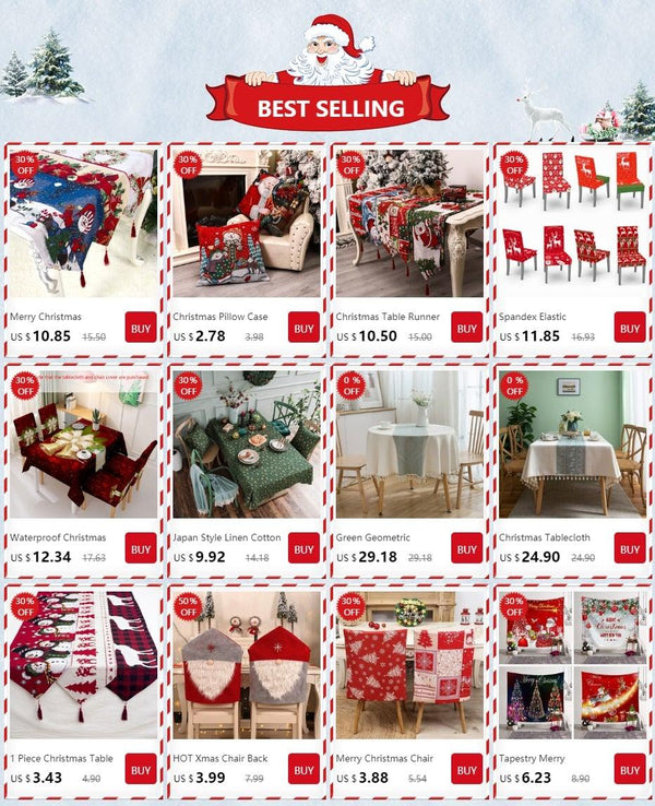 Christmas Chair Covers Santa Printed Elastic Stretch Dining Room Chair Slipcover Kitchen Seat Cover Spandex Home Decor chair Stretch Removable Washable Dining Room Chair Protector Slipcovers Christmas Decoration/Home Decor Dining Room Seat Cover
