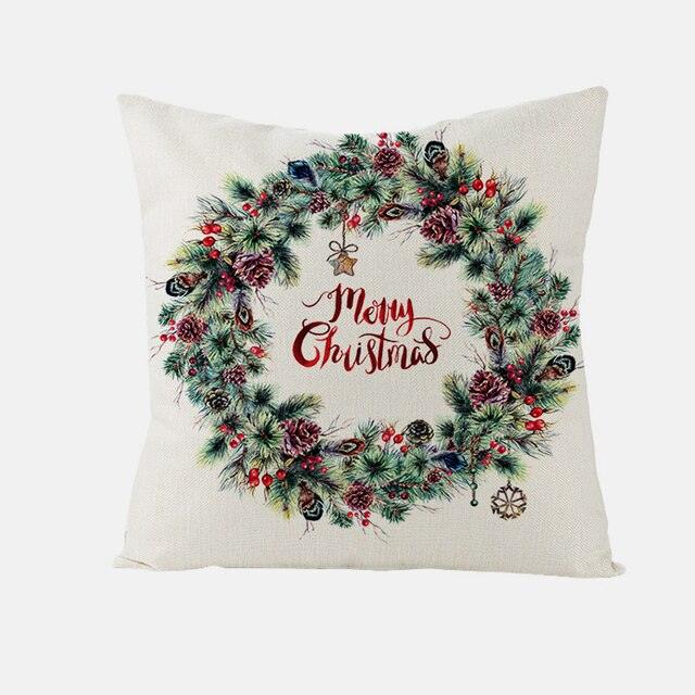 Christmas Cover Cushion For Home Decor Pillowcase Santa Claus Christmas Throw Pillow Covers Waterproof Outdoor Pillow Covers Cotton Linen Christmas Pillow Covers Linen Print Merry Christmas Navidad 2022 New Year Gift 45x45CM