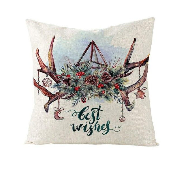 Christmas Cover Cushion For Home Decor Pillowcase Santa Claus Christmas Throw Pillow Covers Waterproof Outdoor Pillow Covers Cotton Linen Christmas Pillow Covers Linen Print Merry Christmas Navidad 2022 New Year Gift 45x45CM