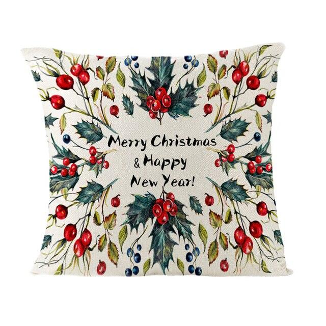 Christmas Cover Cushion For Home Decor Pillowcase Santa Claus Christmas Throw Pillow Covers Waterproof Outdoor Pillow Covers Cotton Linen Christmas Pillow Covers Linen Print Merry Christmas Navidad 2022 New Year Gift 45x45CM
