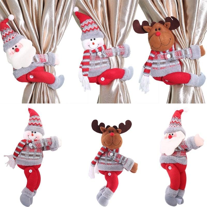 Christmas Curtain Holder Merry Christmas Decoration For Home Ornament New Year Santa Claus Xmas Curtain Home Decorr Creative Curtain Tieback Hold Back Fastener Christmas Wine Bottle Topper for Xmas Holiday Home Window Decorations