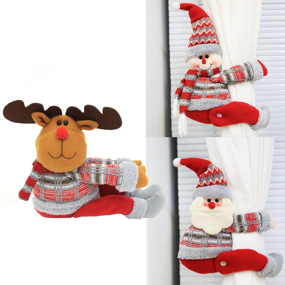 Christmas Curtain Holder Merry Christmas Decorations For Home Ornaments New Year Santa Claus Xmas Curtain Home Decor Santa Snowman Reindeer Merry Christmas Window Decoration Curtain Holdbacks Ties Christmas Tree Ornaments Decoration Ideas For Living Room