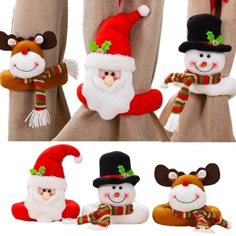 Christmas Curtain Holder Merry Christmas Decorations For Home Ornaments New Year Santa Claus Xmas Curtain Home Decor Santa Snowman Reindeer Merry Christmas Window Decoration Curtain Holdbacks Ties Christmas Tree Ornaments Decoration Ideas For Living Room