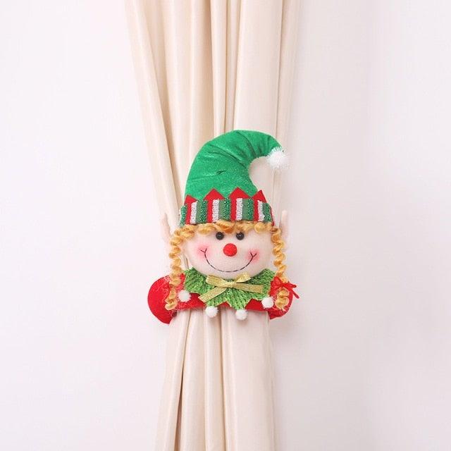 Christmas Curtain Holder Merry Christmas Decorations For Home Ornaments New Year Santa Claus Xmas Curtain Home Decor Santa Snowman Reindeer Merry Christmas Window Decoration Curtain Holdbacks Ties Christmas Tree Ornaments Decoration Ideas For Living Room